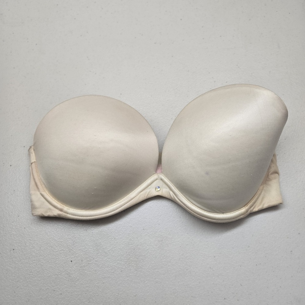 Victoria's Secret Women Bra 32DD Beige Very Sexy Strapless Lightly Lined READ